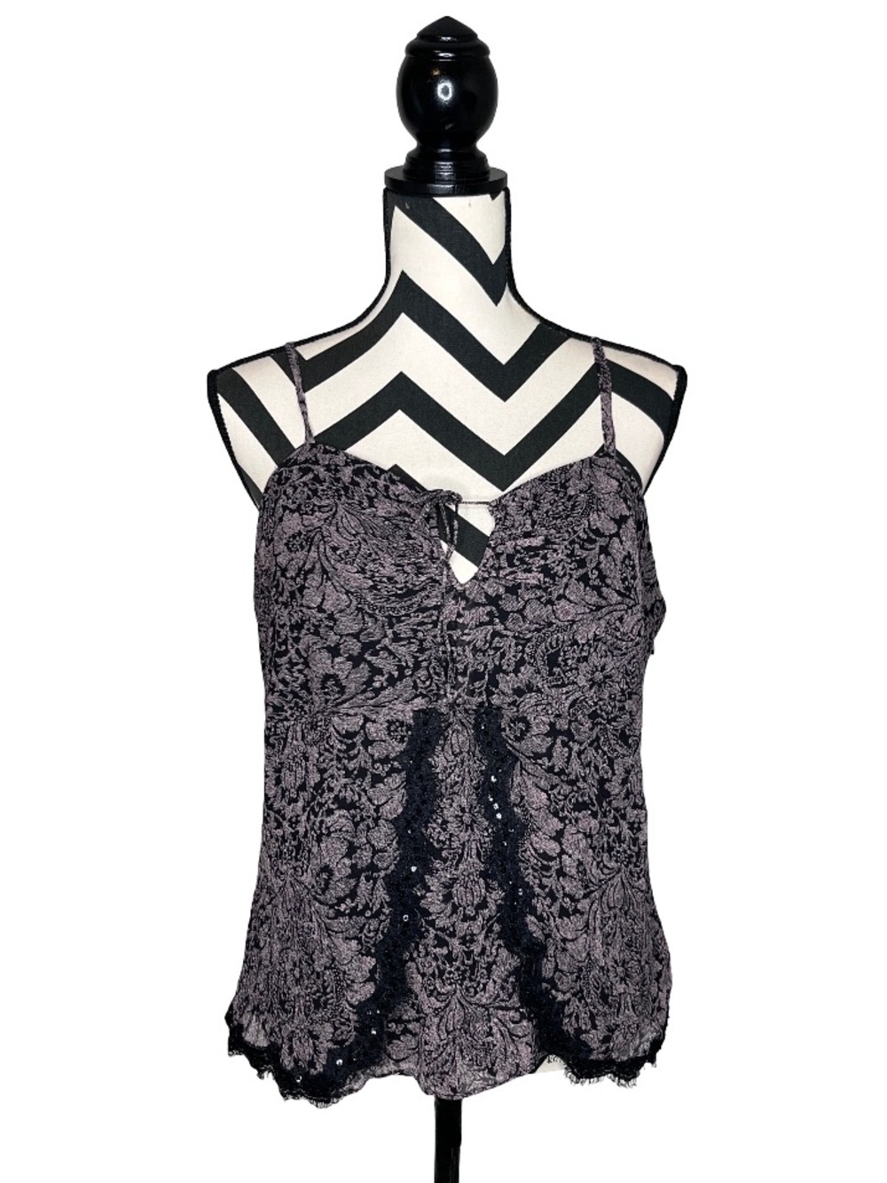 Lane Bryant Whimsigoth Witchy 100% Silk Lace Trim Babydoll Blouse Sz 14
